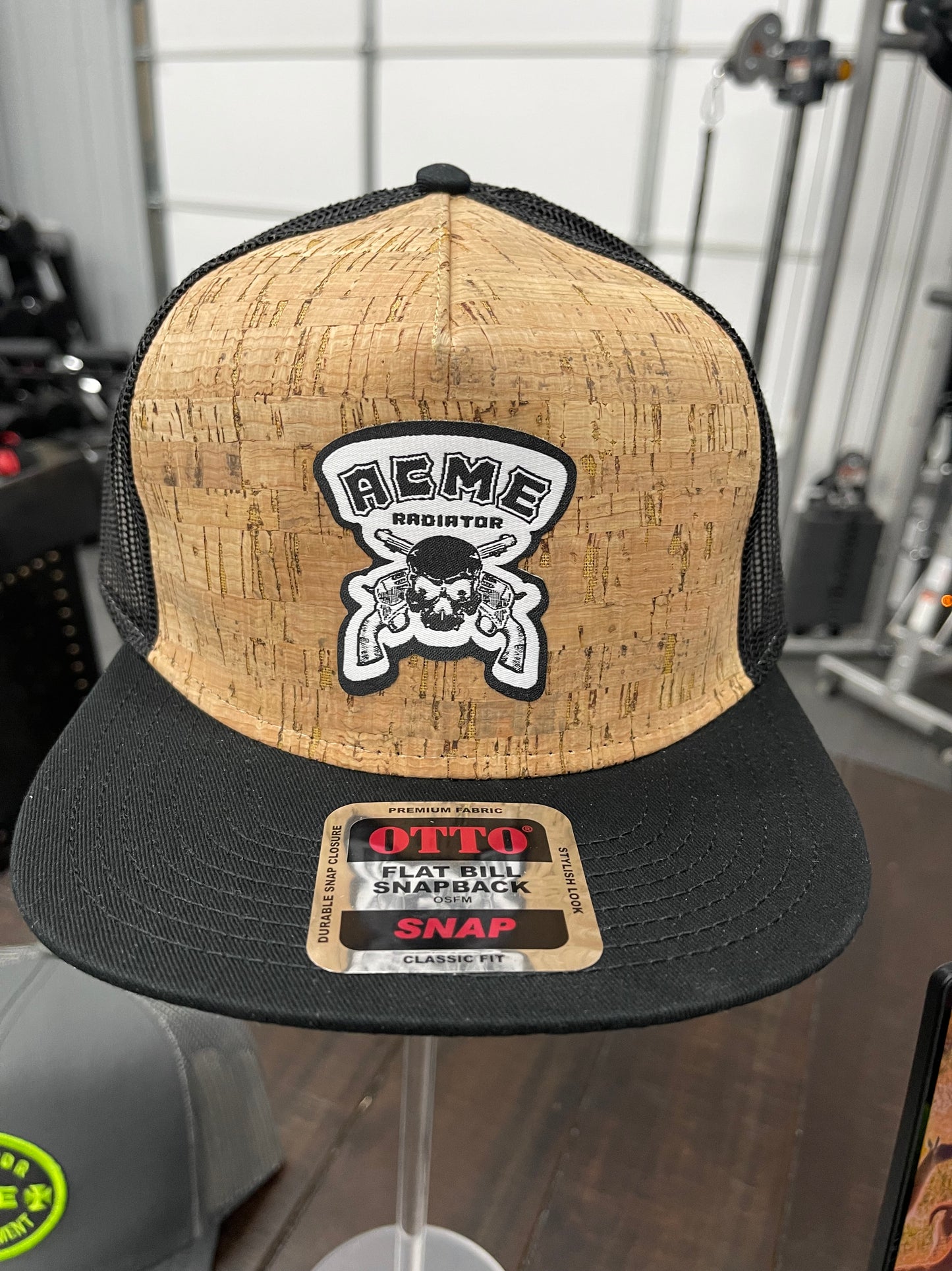 ACME Radiator Skull & Guns Woven Patch - OTTO Cork Square Flat Visor - Black