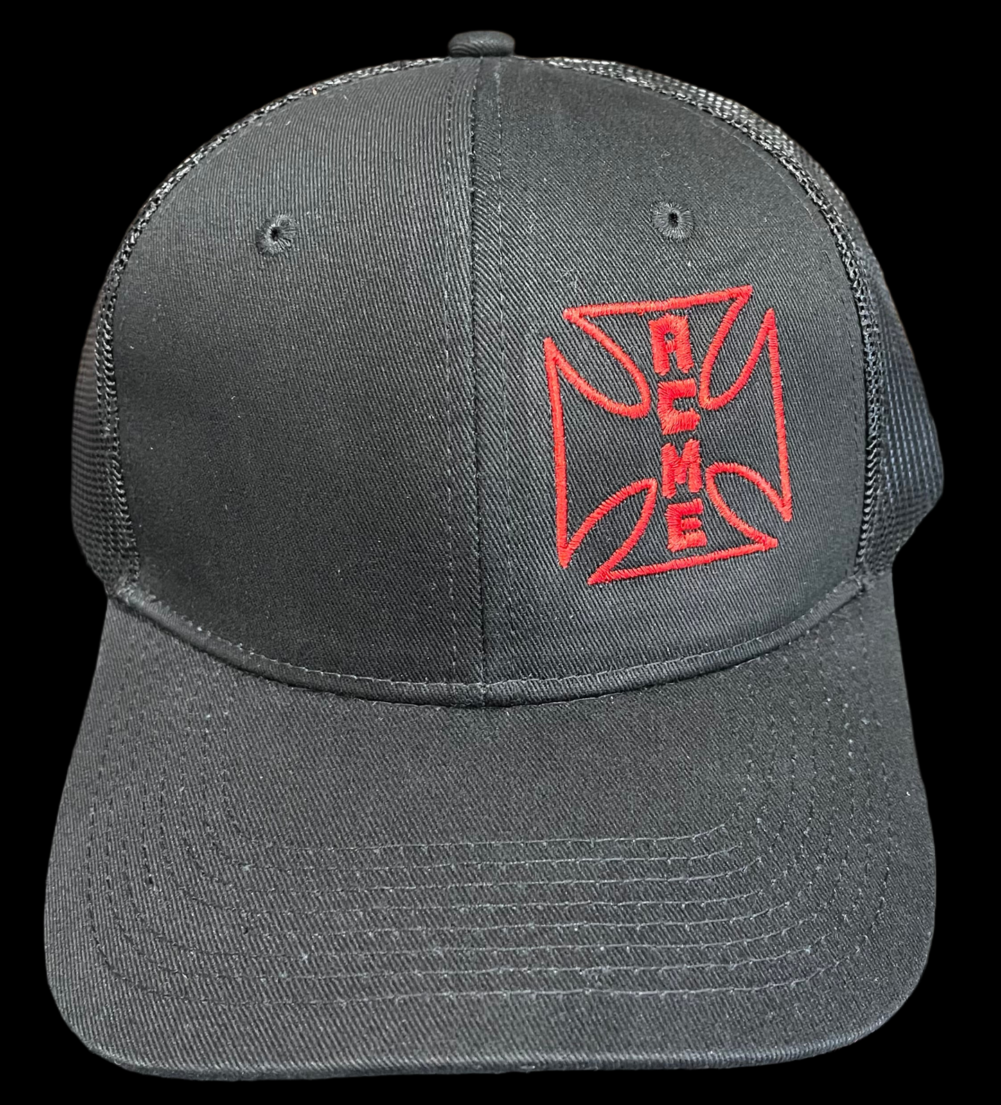 ACME Embroidered Logo - Snapback Trucker Hat - Black