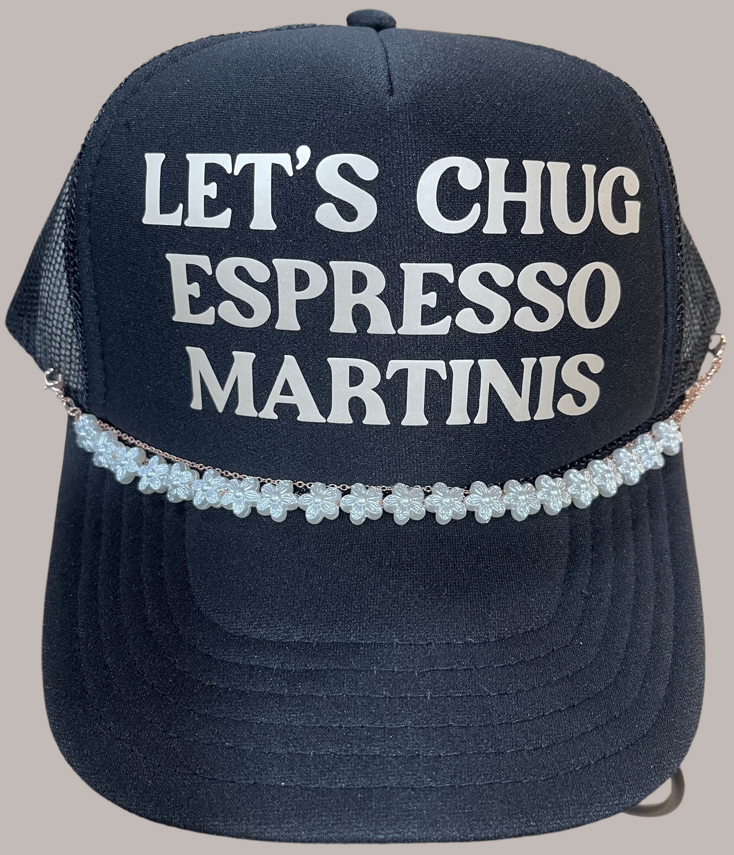 Hat Chain - Multi Cable with White Flower Charms