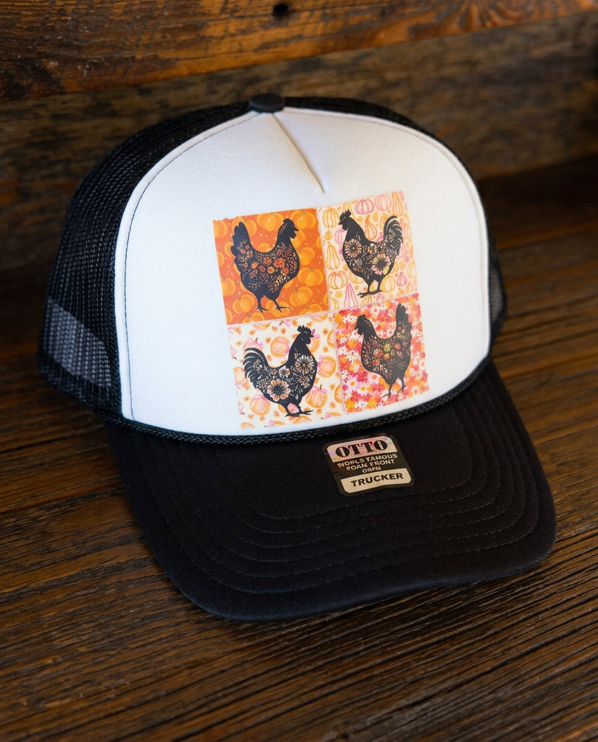 Floral Chicken Trucker Hat