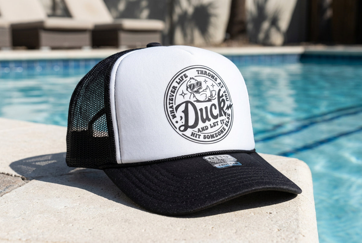 Whatever Life Throws At You Duck Trucker Hat
