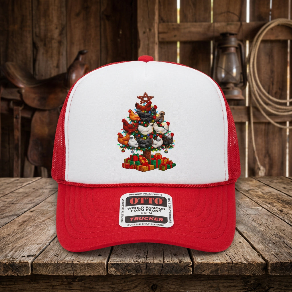 Chicken Christmas Tree Trucker Hat