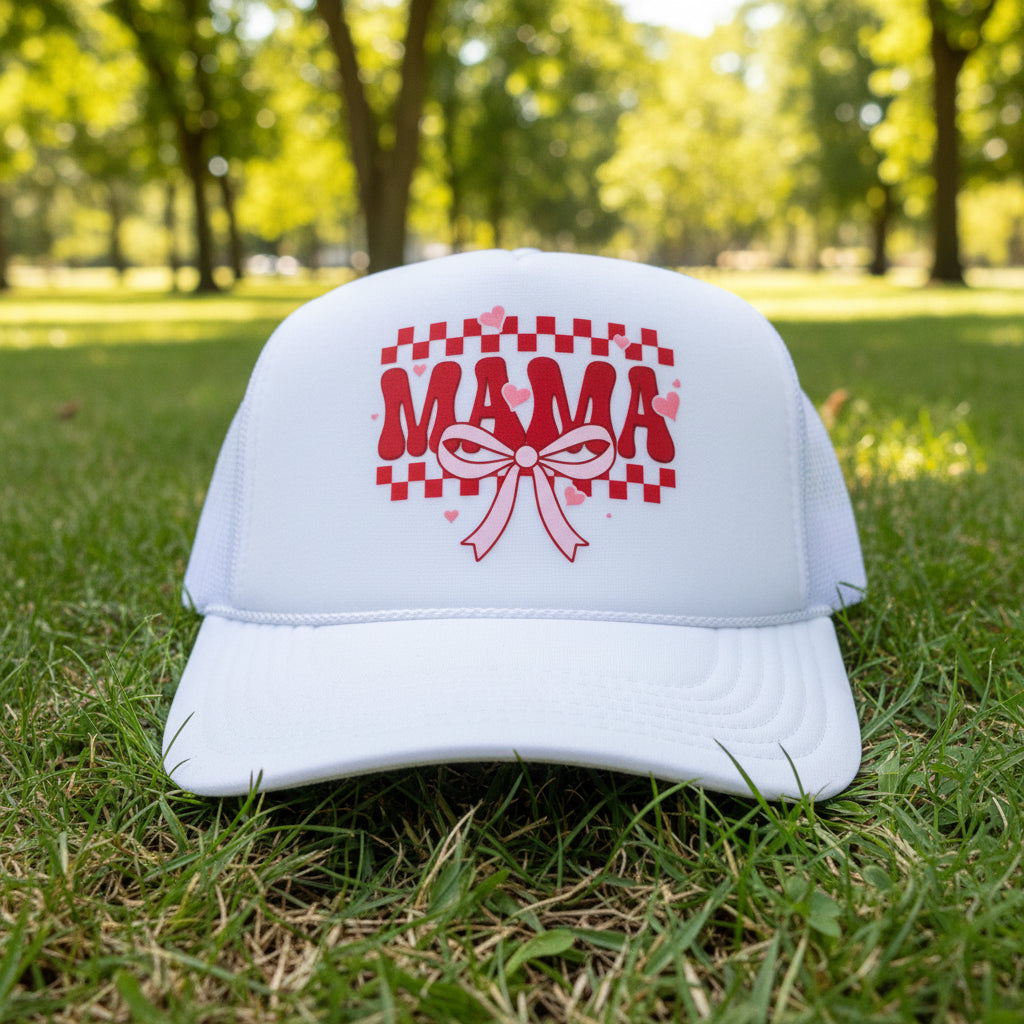 MAMA Pink Bow Trucker Hat