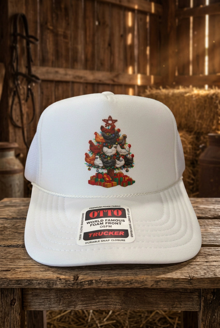 Chicken Christmas Tree Trucker Hat