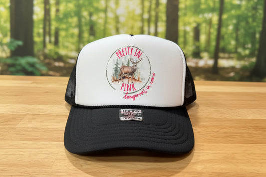 Pretty in Pink Dangerous in Camo Trucker Hat