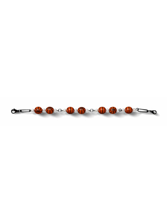 Hat Chain with brown beads on a white background