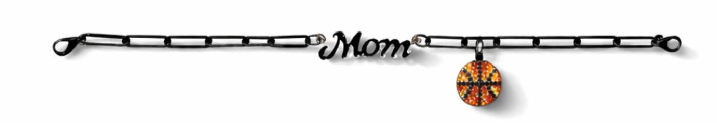 Hat Chain with 'Mom' charm and basketball pendant on a white background