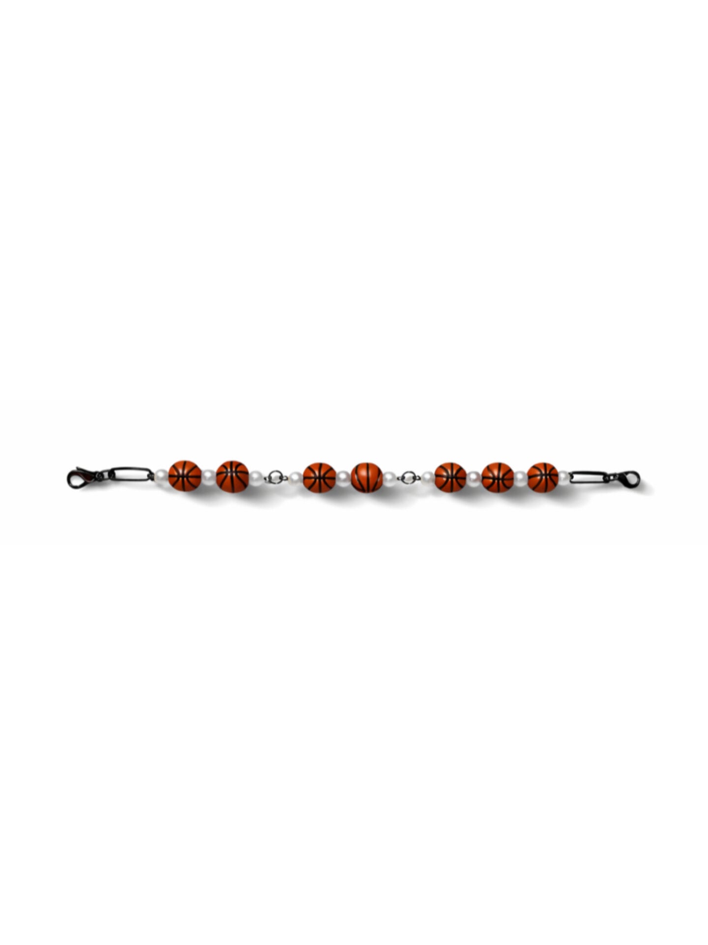 Hat Chain with basketball-shaped beads on a white background