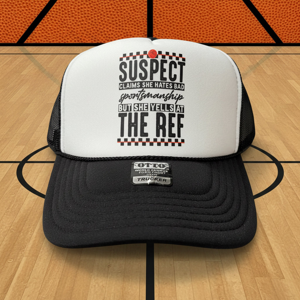 Checker Suspect Claims She Hates Bad Sportsmanship Trucker Hat