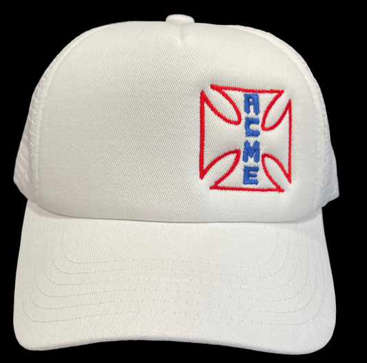 ACME Embroidered Logo - Cotton Foam Trucker Hat - White