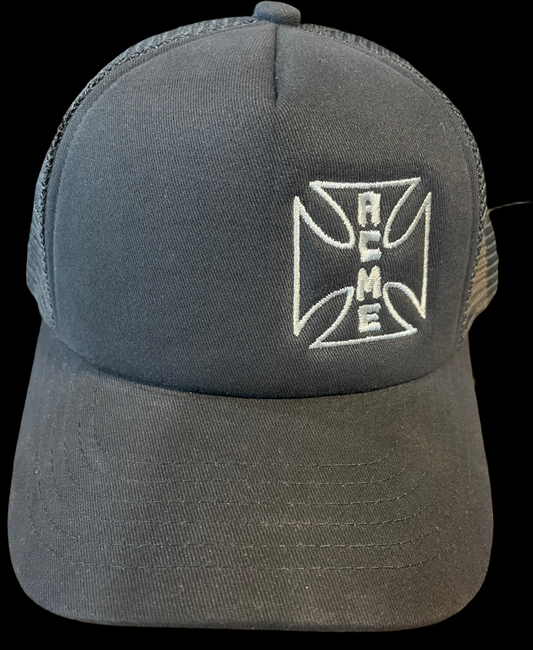 ACME Embroidered Logo - Cotton Foam Trucker Hat - Black